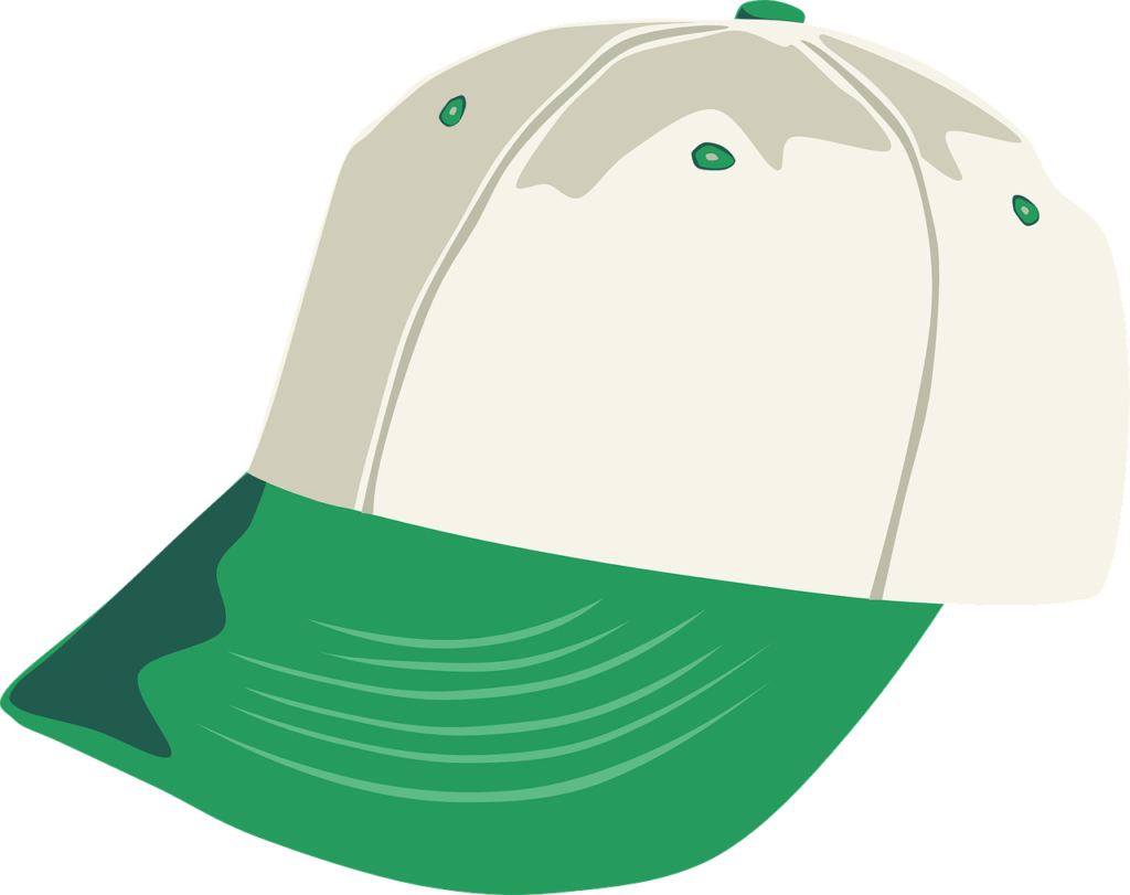 illustration of a baseball hat - white top with green brim